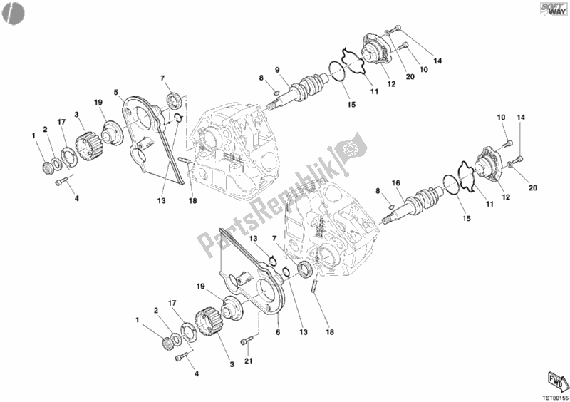 Tutte le parti per il Albero A Camme del Ducati Sport ST3 1000 2005