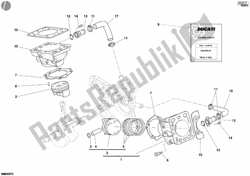 Tutte le parti per il Cilindro - Pistone del Ducati Sport ST3 1000 2005