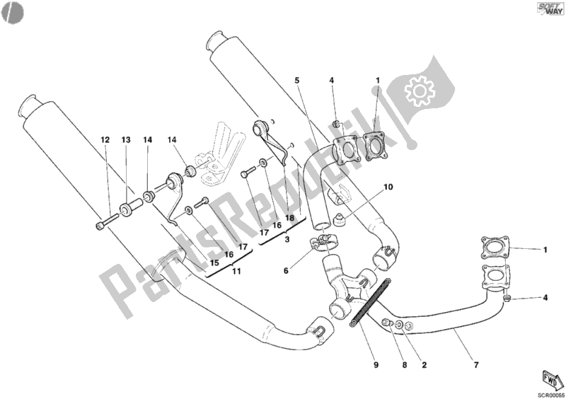 Todas las partes para Sistema De Escape de Ducati Sport ST3 1000 2005