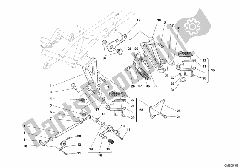 Todas las partes para Reposapiés, Izquierda de Ducati Sport ST3 1000 2005