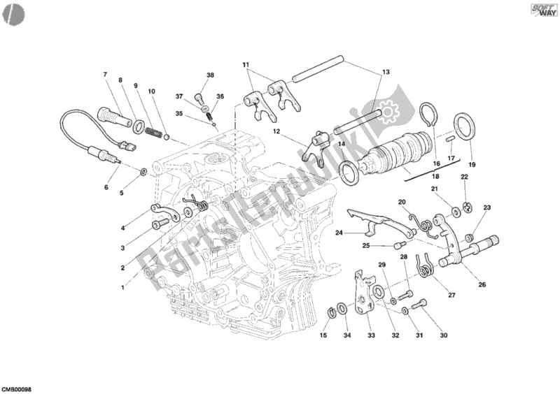 Todas as partes de Mecanismo De Mudança De Marcha do Ducati Sport ST3 1000 2005