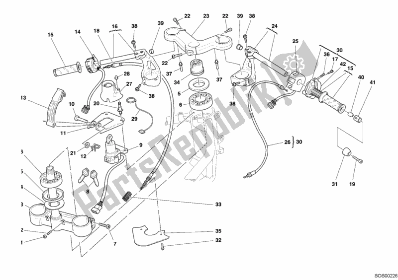 Todas las partes para Manillar de Ducati Sport ST3 1000 2005