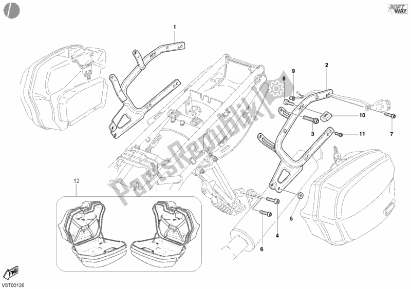 Todas las partes para Sujetadores De Maletas de Ducati Sport ST3 1000 2005