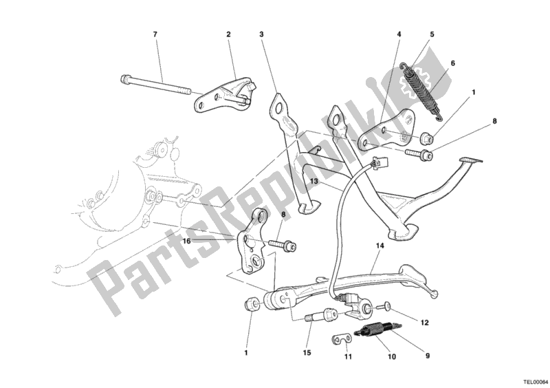 Tutte le parti per il Cavalletto Laterale del Ducati Sport ST3 1000 2005