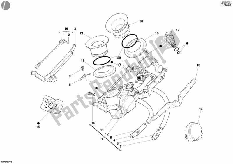 Todas as partes de Corpo Do Acelerador do Ducati Sport ST3 1000 2005