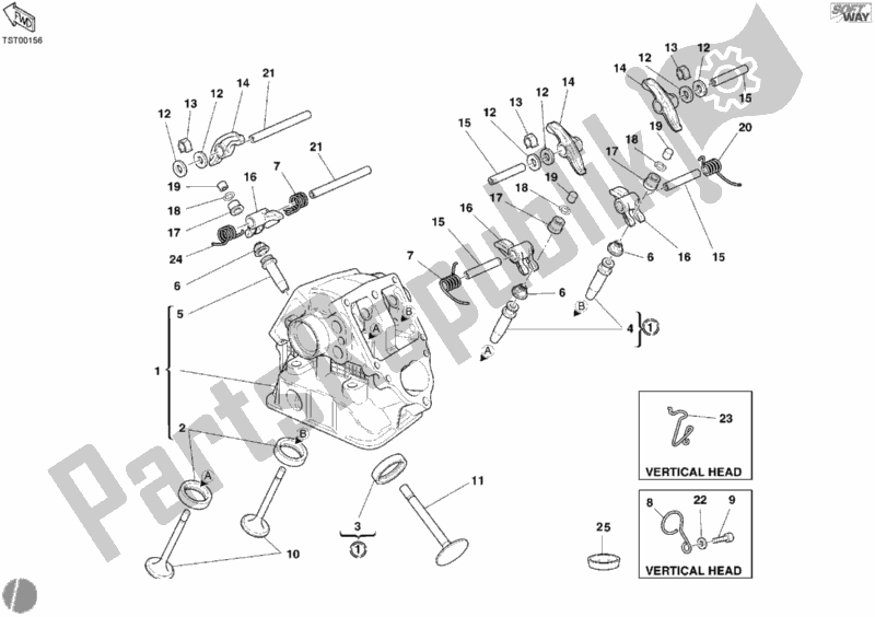 Todas las partes para Culata Vertical de Ducati Sport ST3 1000 2005