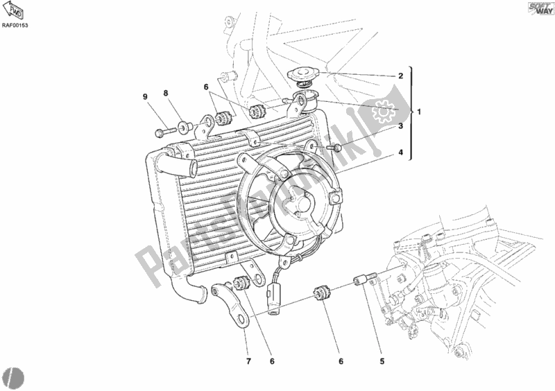 Todas las partes para Enfriador De Agua de Ducati Sport ST3 1000 2005