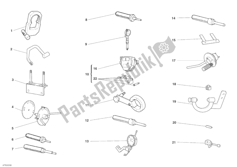 Tutte le parti per il 001 - Attrezzi Di Servizio Da Officina, Motore del Ducati Sport ST3 1000 2006