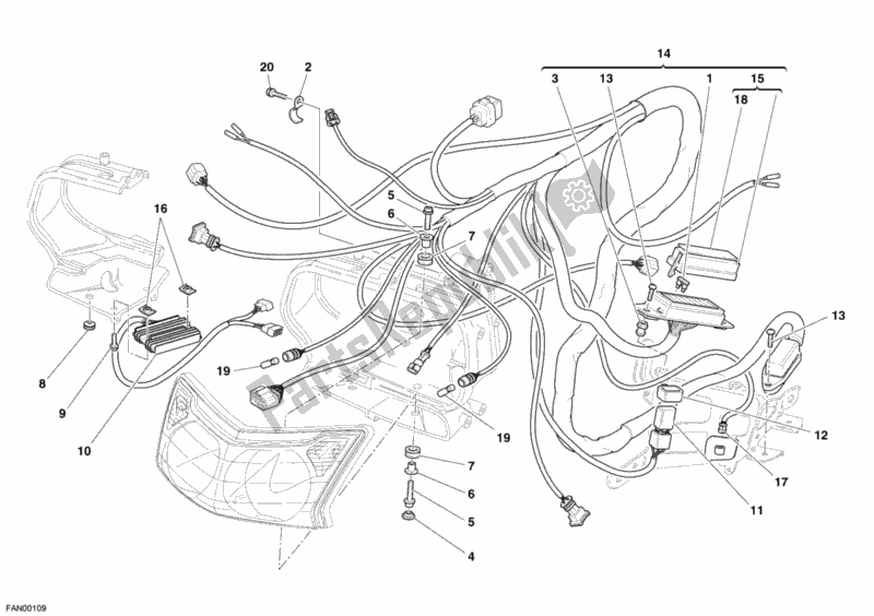 Tutte le parti per il Cavo Faro del Ducati Sport ST3 1000 2006