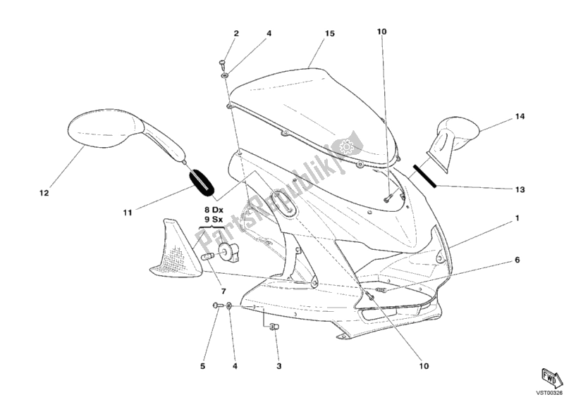 Todas las partes para Cubierta de Ducati Sport ST3 1000 2006