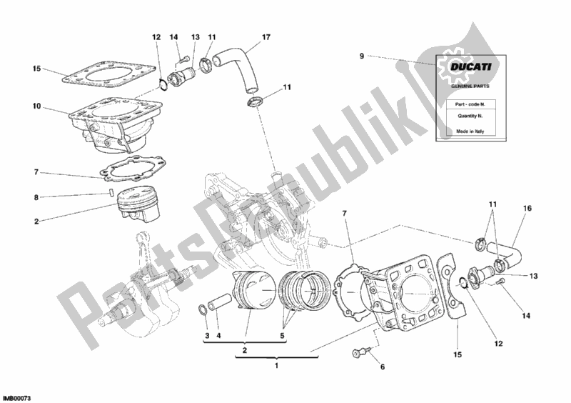 Tutte le parti per il Cilindro - Pistone del Ducati Sport ST3 1000 2006