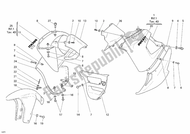 Tutte le parti per il Carenatura del Ducati Sport ST3 1000 2006