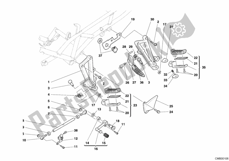 Todas las partes para Reposapiés, Izquierda de Ducati Sport ST3 1000 2006