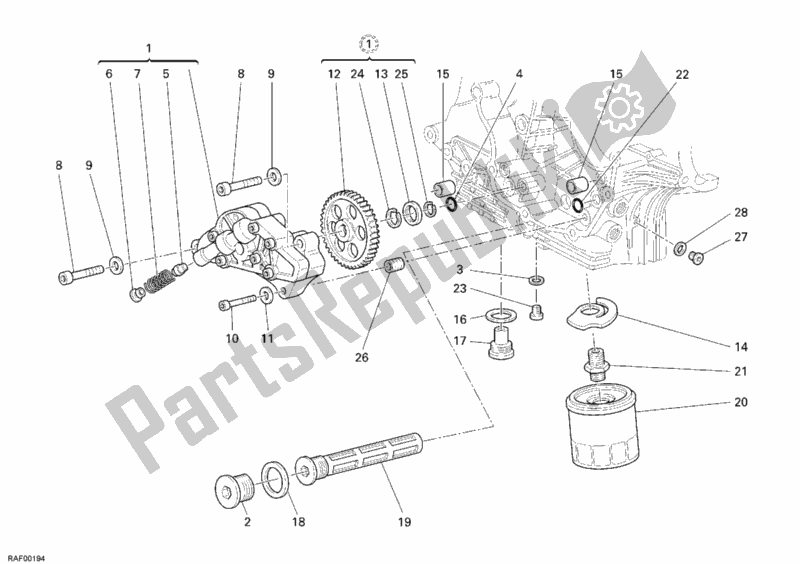 Tutte le parti per il Pompa Dell'olio - Filtro del Ducati Sport ST3 1000 2006