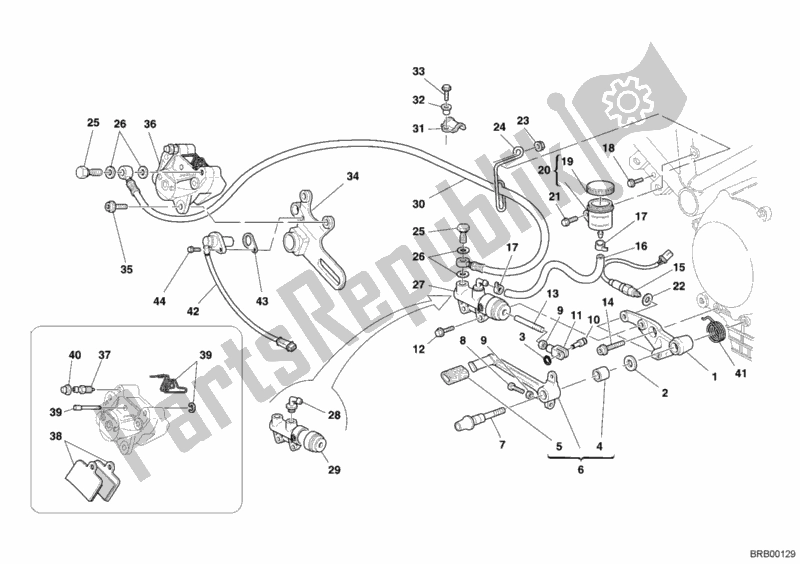 All parts for the Rear Brake System of the Ducati Sport ST3 1000 2006
