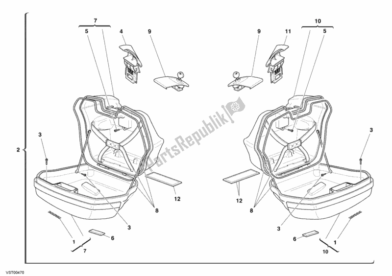 Tutte le parti per il Borse Laterali del Ducati Sport ST3 1000 2006