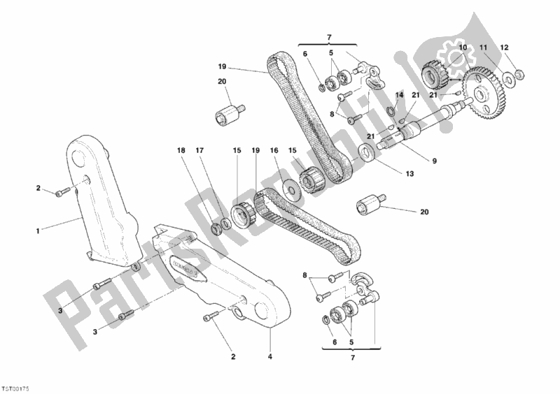 Tutte le parti per il Cinghia Di Distribuzione del Ducati Sport ST3 1000 2006