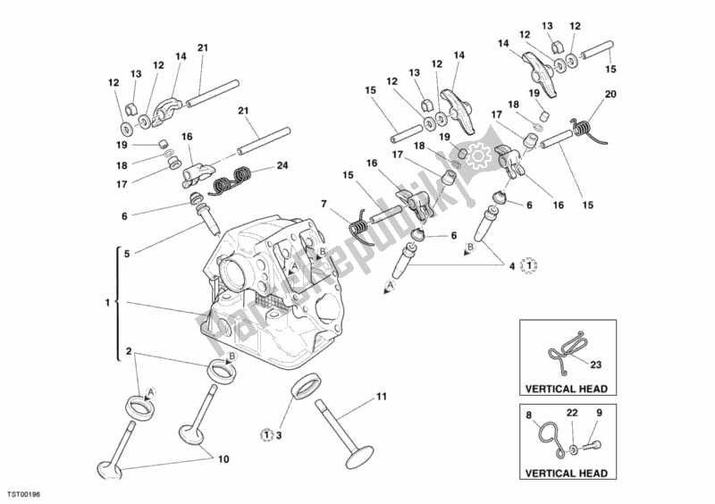 Todas las partes para Culata Vertical de Ducati Sport ST3 1000 2006