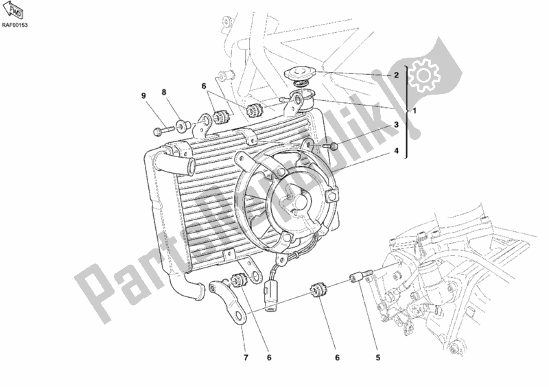 Todas las partes para Enfriador De Agua de Ducati Sport ST3 1000 2006