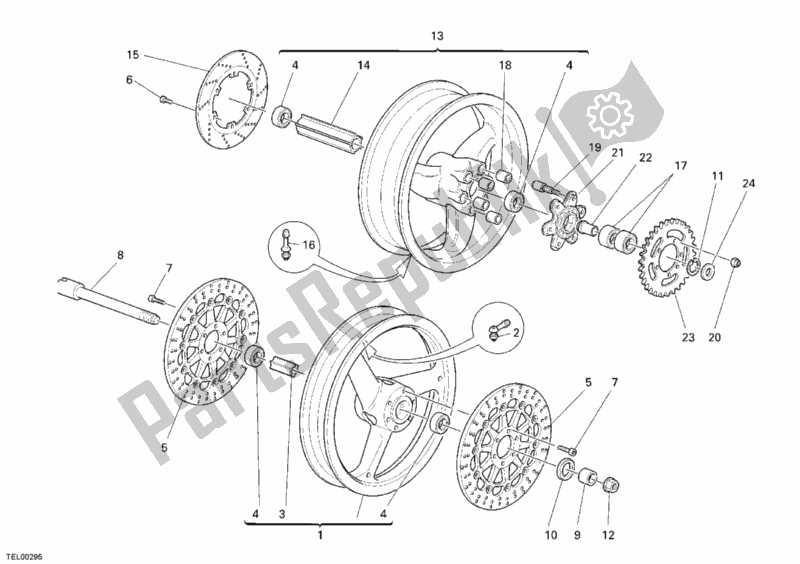 Alle onderdelen voor de Wielen van de Ducati Sport ST3 1000 2006