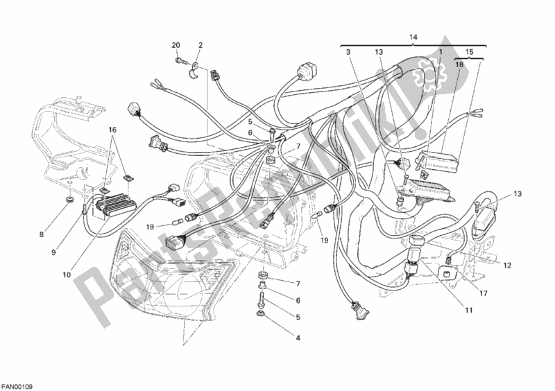 Tutte le parti per il Cavo Faro del Ducati Sport ST3 1000 2007