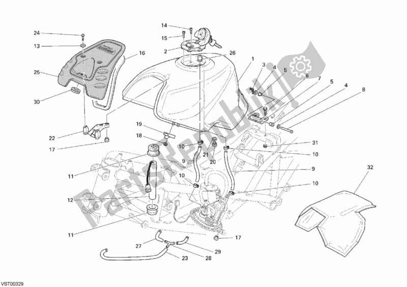 Alle onderdelen voor de Benzinetank van de Ducati Sport ST3 1000 2007