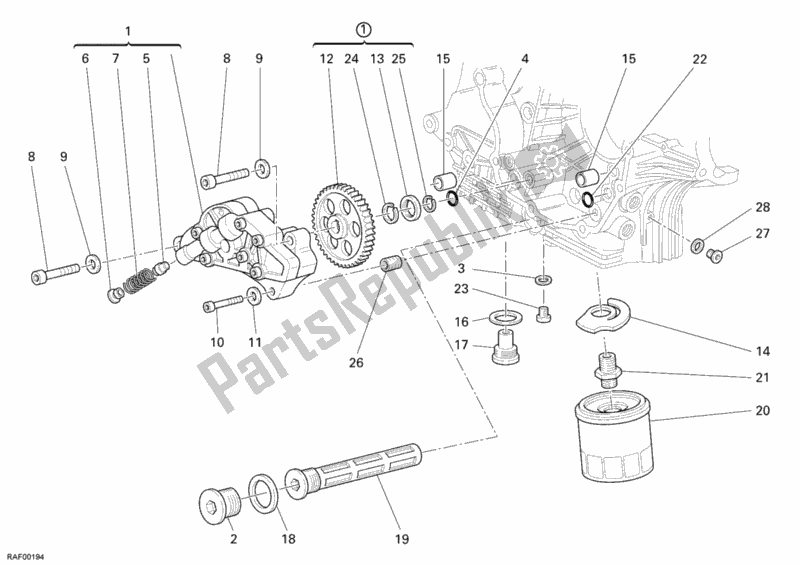 Alle onderdelen voor de Oliepomp - Filter van de Ducati Sport ST3 1000 2007