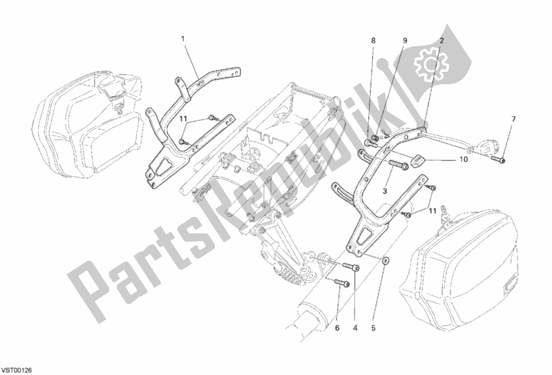 Tutte le parti per il Elementi Di Fissaggio Per Borse Laterali del Ducati Sport ST3 1000 2007