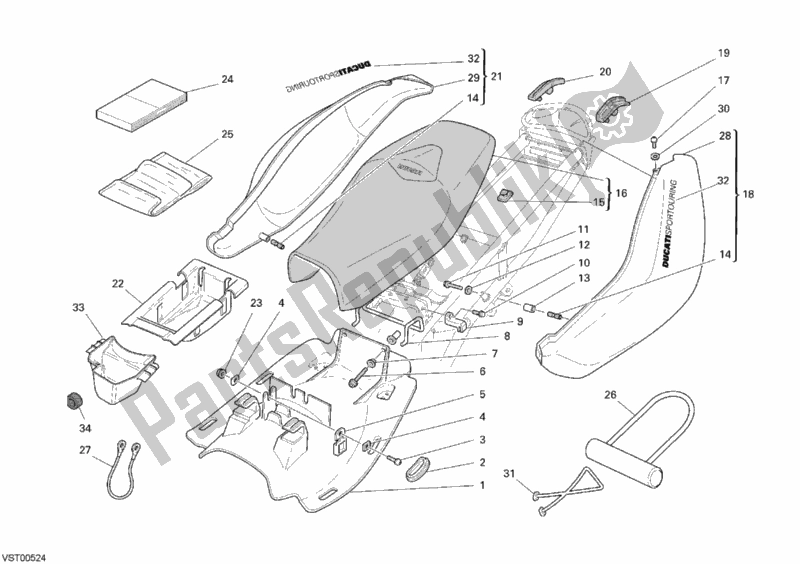 Tutte le parti per il Posto A Sedere del Ducati Sport ST3 1000 2007