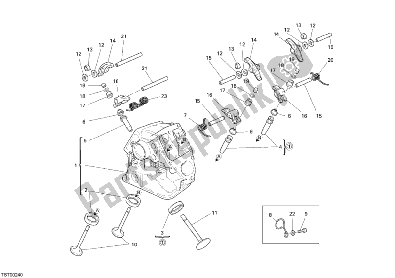 Tutte le parti per il Testata Verticale del Ducati Sport ST3 1000 2007