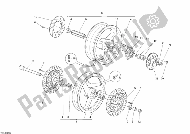 Tutte le parti per il Ruote del Ducati Sport ST3 1000 2007