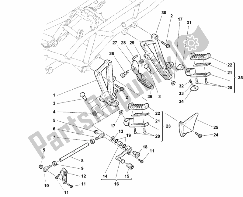 Alle onderdelen voor de Voetsteunen Links van de Ducati Sport ST4 916 1999