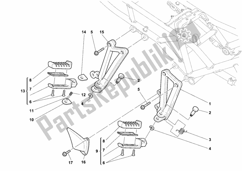 Todas las partes para Reposapiés, Derecha de Ducati Sport ST4 916 1999