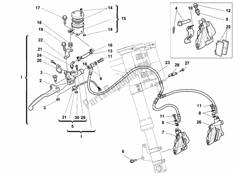 Tutte le parti per il Sistema Frenante Anteriore del Ducati Sport ST4 916 1999