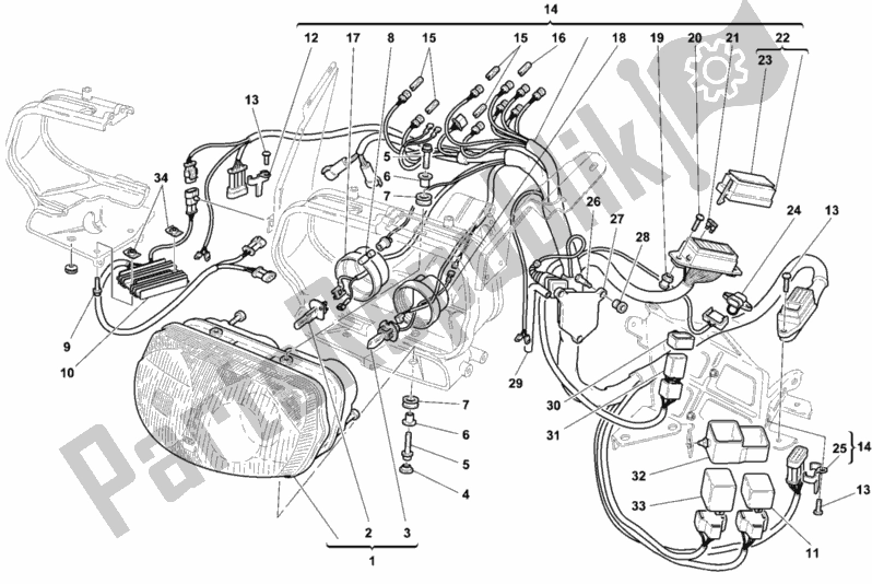 Wszystkie części do Reflektor Ducati Sport ST4 916 1999