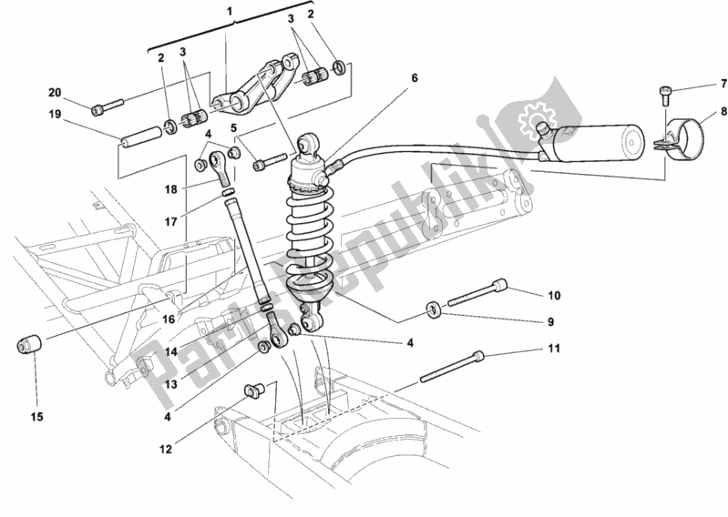 Tutte le parti per il Ammortizzatore Posteriore del Ducati Sport ST4 916 1999