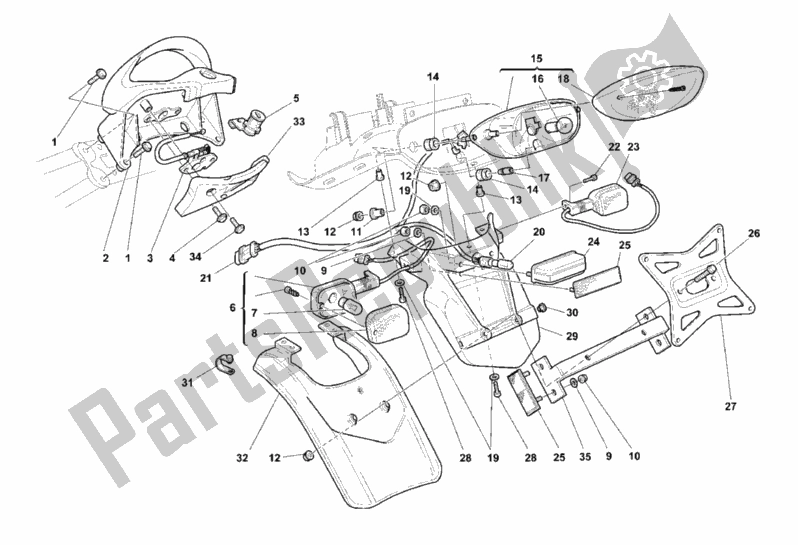 Tutte le parti per il Fanale Posteriore Usa del Ducati Sport ST4 916 1999