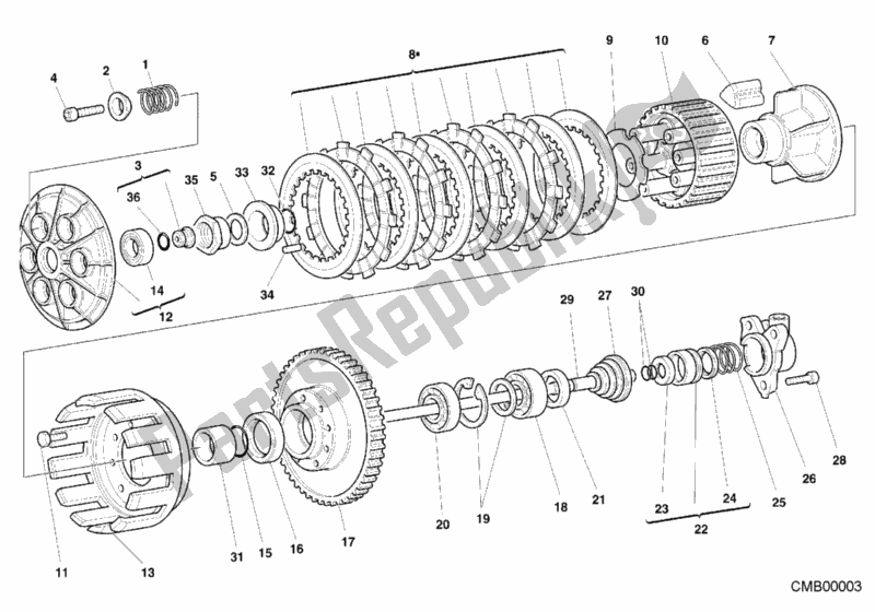 Alle onderdelen voor de Koppeling van de Ducati Sport ST4 916 2000