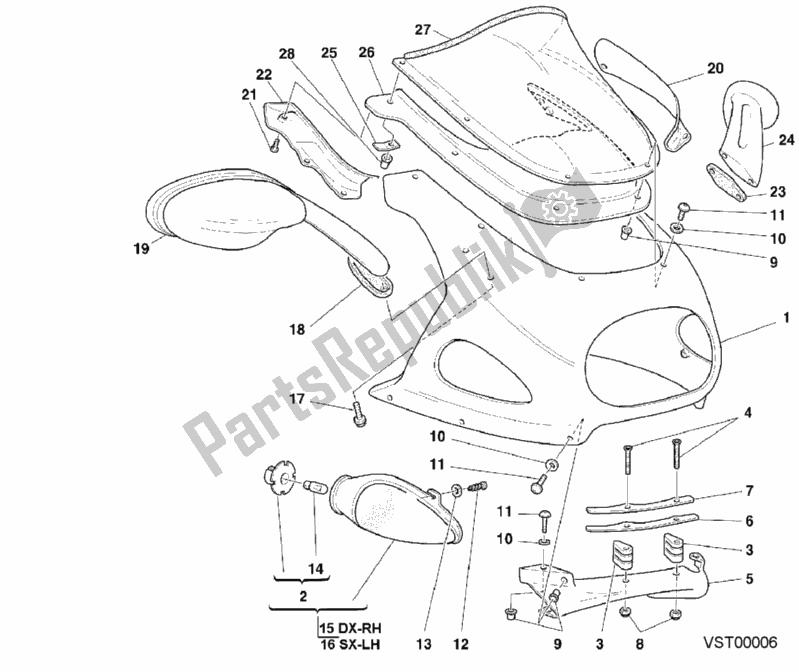 Tutte le parti per il Cuffia del Ducati Sport ST4 916 2000