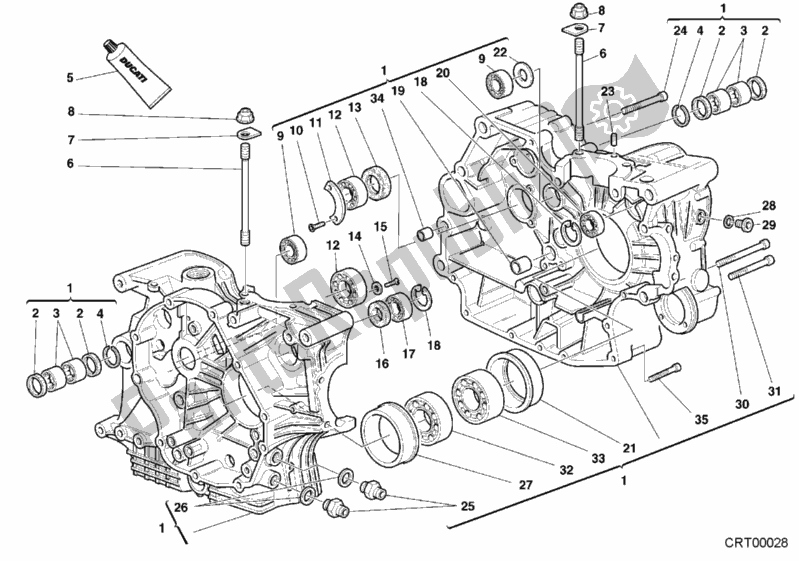 Alle onderdelen voor de Carter van de Ducati Sport ST4 916 2000