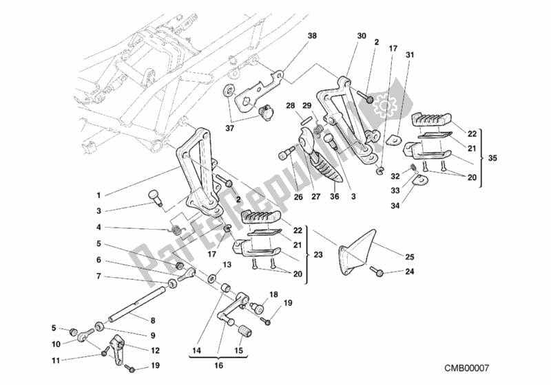 Alle onderdelen voor de Voetsteunen Links van de Ducati Sport ST4 916 2000