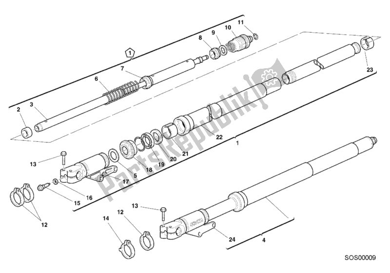 Todas las partes para Tenedor Frontal de Ducati Sport ST4 916 2000