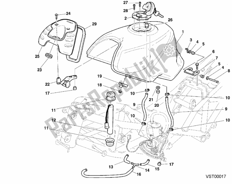 Alle onderdelen voor de Benzinetank van de Ducati Sport ST4 916 2000
