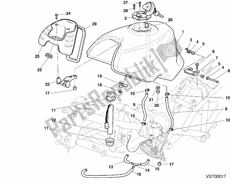 Tutte le parti per il Serbatoio Di Carburante del Ducati Sport ST4 916 2000