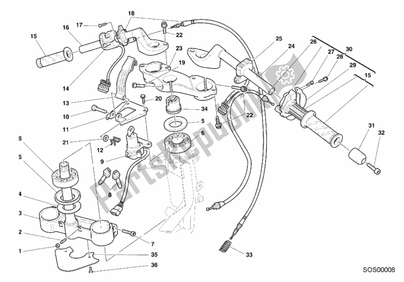 All parts for the Handlebar of the Ducati Sport ST4 916 2000