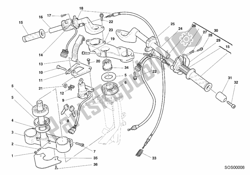 Alle onderdelen voor de Stuur van de Ducati Sport ST4 916 2000