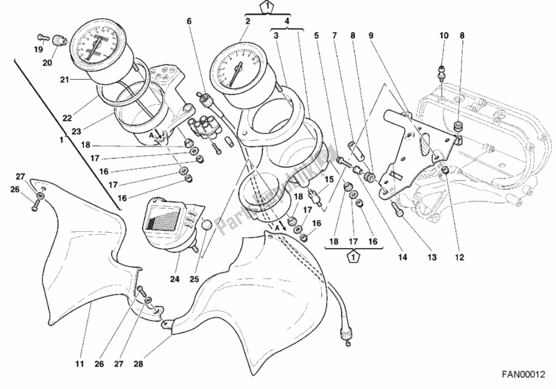 Alle onderdelen voor de Meter van de Ducati Sport ST4 916 2000