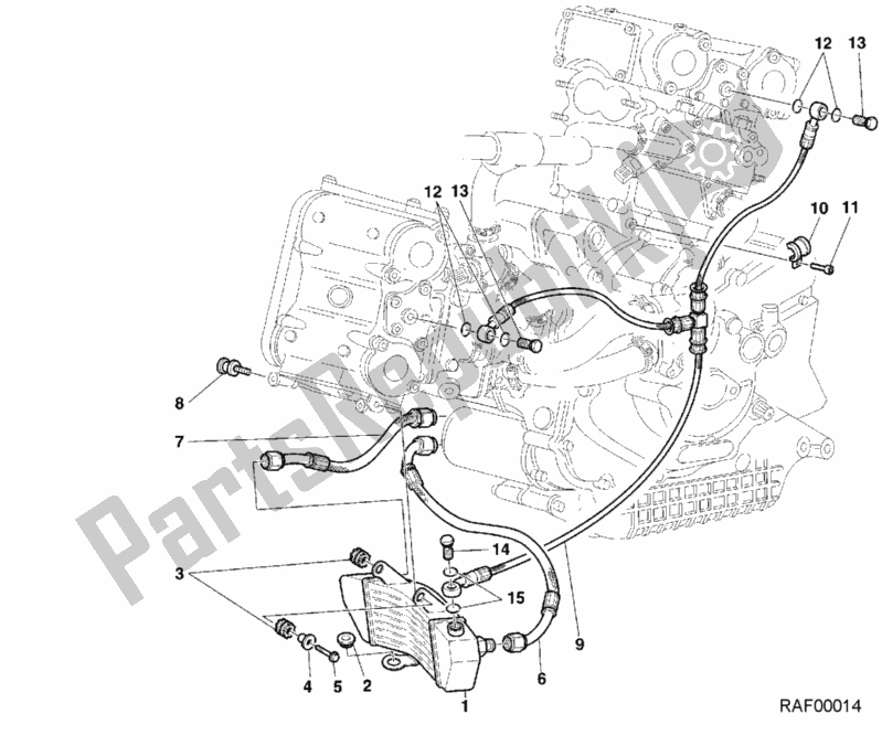 Alle onderdelen voor de Olie Koeler van de Ducati Sport ST4 916 2000