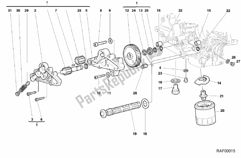 Alle onderdelen voor de Oliepomp - Filter van de Ducati Sport ST4 916 2000