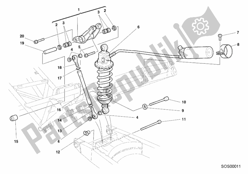 Todas las partes para Amortiguador Trasero de Ducati Sport ST4 916 2000